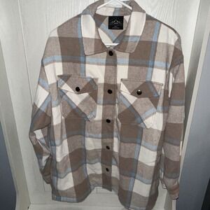 HFX Women's Small Snap Button Shacket Flannel Long Sleeves Shirt‎ Collared